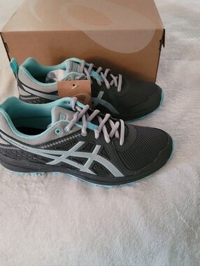 Asics Women's Dark Gray and Teal Running Sneakers